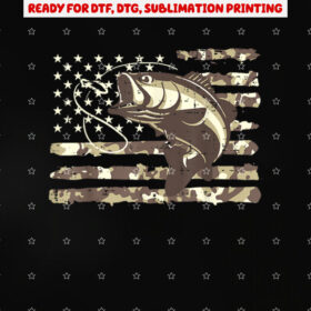 Camo Us Flag Bass Fish Cool Fishing Patriotic Men Women Kids Shirt PNG, DTF, DTG, Sublimation Design