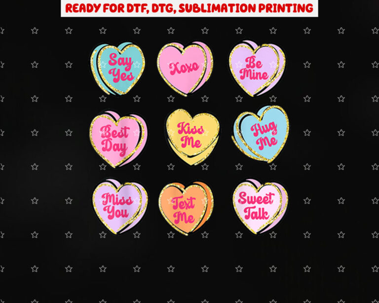 Candy Heart Be Mine Xoxo Happy Valentines Day Men Women Shirt PNG, DTF, DTG, Sublimation Design