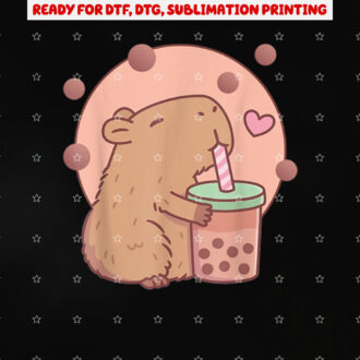 Capybara Bubble Tea Capyboba Boba Milk Tea Lovely Animal Shirt PNG, DTF, DTG, Sublimation Design