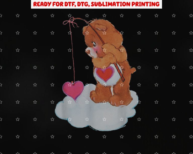 Care Bears Valentines Day Tenderheart Bear Vintage Fishing Shirt PNG, DTF, DTG, Sublimation Design