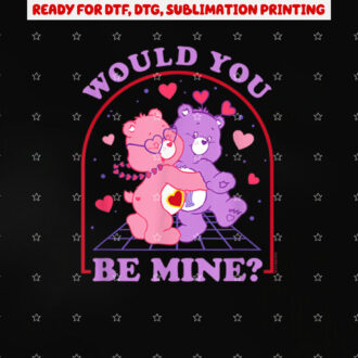 Care Bears Valentines Day Would You Be Mine Heart Bears Shirt PNG, DTF, DTG, Sublimation Design