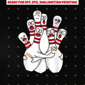 Cartoon Bowling Scared Bowling Pins Funny Sport Bowler Shirt PNG, DTF, DTG, Sublimation Design