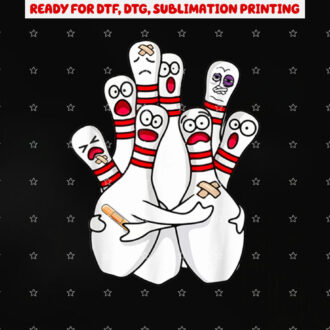 Cartoon Bowling Scared Bowling Pins Funny Sport Bowler Shirt PNG, DTF, DTG, Sublimation Design