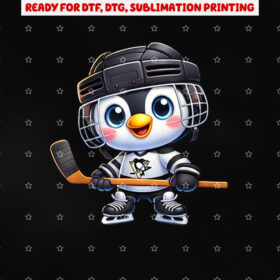 Cartoon Penguin Hockey Player Ice Hockey Shirt PNG, DTF, DTG, Sublimation Design