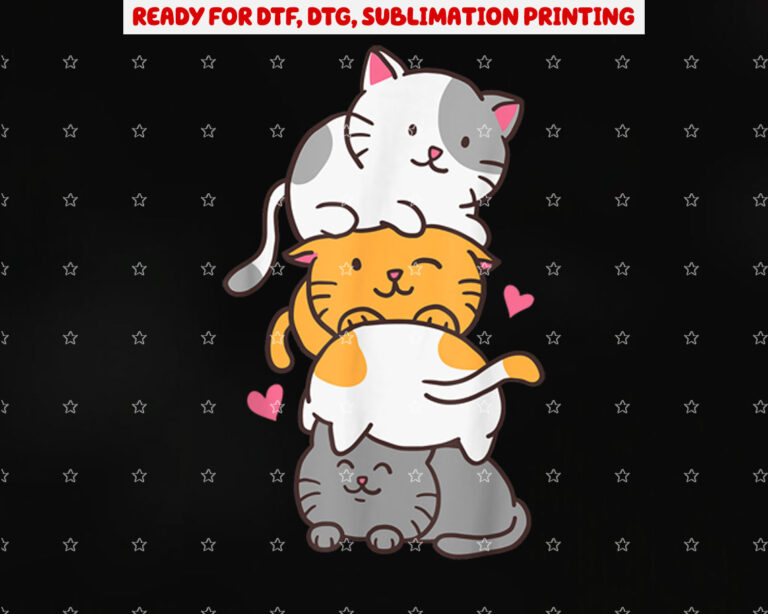 Cat Cats Cute Kitty Pile Anime Kawaii Neko Shirt PNG, DTF, DTG, Sublimation Design