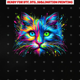 Cat Colorful Shirt PNG, DTF, DTG, Sublimation Design