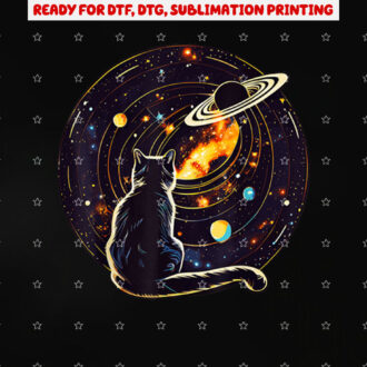 Cat Dad Lover Cat Staring at Planet Saturn Shirt PNG, DTF, DTG, Sublimation Design