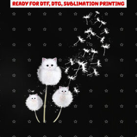 Cat Dandelion Flower Skt Shirt PNG, DTF, DTG, Sublimation Design