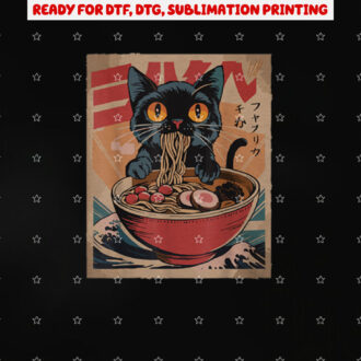 Cat Eating Ramen Japanese Graphic Tees Kawaii Cat Ramen Shirt PNG, DTF, DTG, Sublimation Design