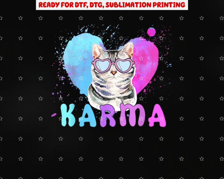 Cat Heart Shape Funny Gifts for Girls Kids Women Men Karma Shirt PNG, DTF, DTG, Sublimation Design