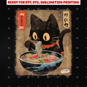 Cat Ramen Japanese Funny Kawaii Cat Anime Gifts Girls Teen Shirt PNG, DTF, DTG, Sublimation Design