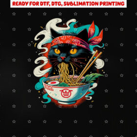 Cat Ramen Noodle Japanese Anime Kawaii Cat Shirt PNG, DTF, DTG, Sublimation Design