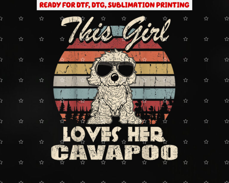 Cavapoo Girl Cool Vintage Retro for Dog Mom Shirt PNG, DTF, DTG, Sublimation Design
