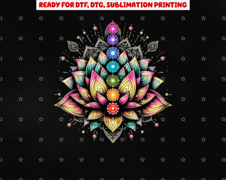Chakra Lotus Flower Spiritual Yoga Lover Shirt PNG, DTF, DTG, Sublimation Design