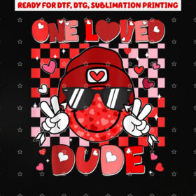 Checkered Heart One Loved Dude Valentines Day Boys Kids Shirt PNG, DTF, DTG, Sublimation Design