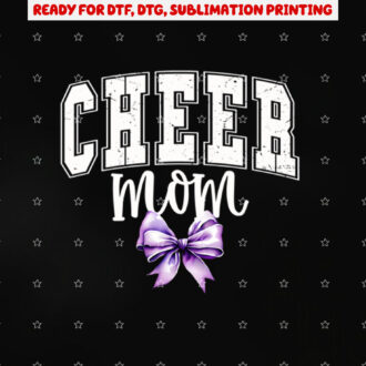 Cheer Mom Coquette Purple Bow Cheerleader Shirt PNG, DTF, DTG, Sublimation Design