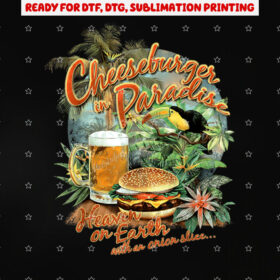 Cheeseburger in Paradiseheaven on Earth Shirt PNG, DTF, DTG, Sublimation Design