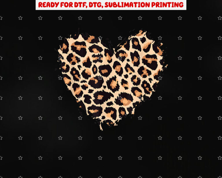 Cheetah Leopard Heart Girls Animal Print Shirt PNG, DTF, DTG, Sublimation Design