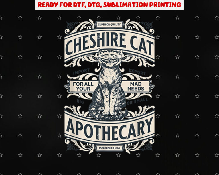 Cheshire Cat Alice in Wonderland Vintage Book Design Shirt PNG, DTF, DTG, Sublimation Design