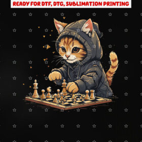 Chess Mens Womens Kids Cat Chess Player Shirt PNG, DTF, DTG, Sublimation Design