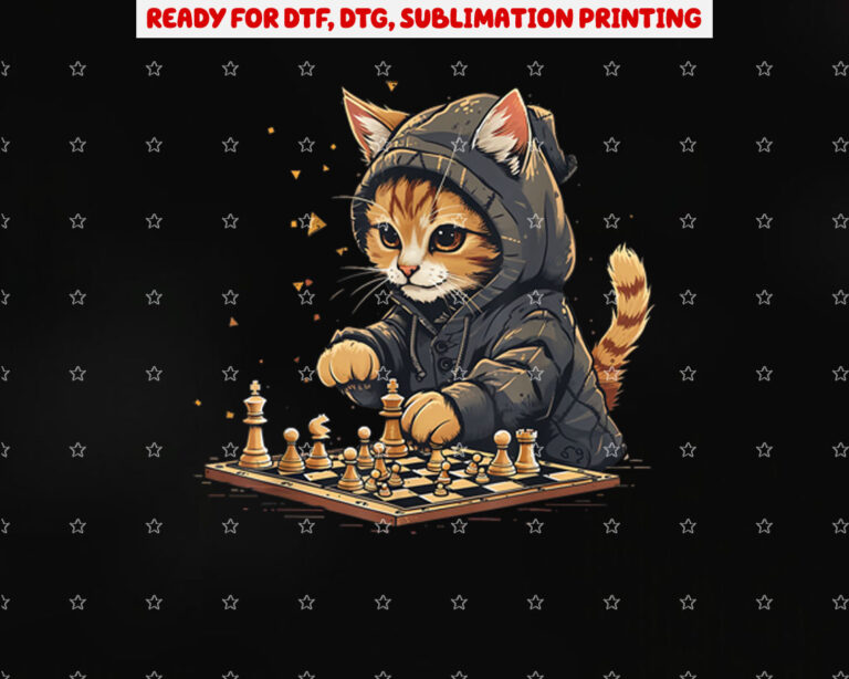 Chess Mens Womens Kids Cat Chess Player Shirt PNG, DTF, DTG, Sublimation Design