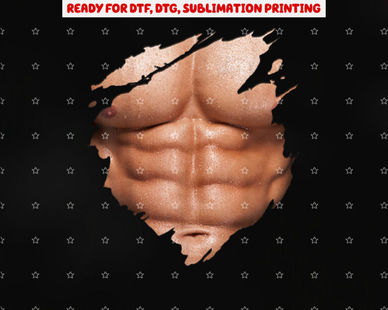 Chest Six Pack Abs Muscles Bodybuilder Shirt PNG, DTF, DTG, Sublimation Design