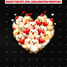Chicken Heart Love Valentine Cute Animal Valentines Chickens Shirt PNG, DTF, DTG, Sublimation Design