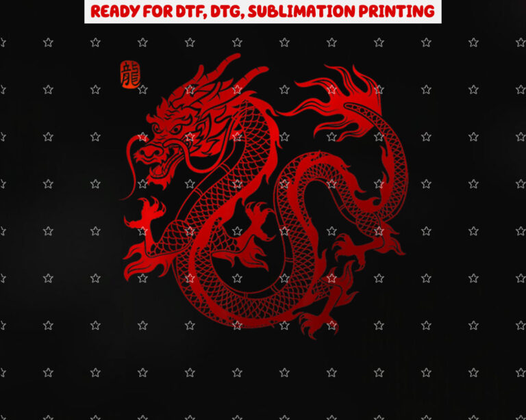 Chinese Dragon Zodiac Tribal Fantasy Mythical Creature Art Shirt PNG, DTF, DTG, Sublimation Design