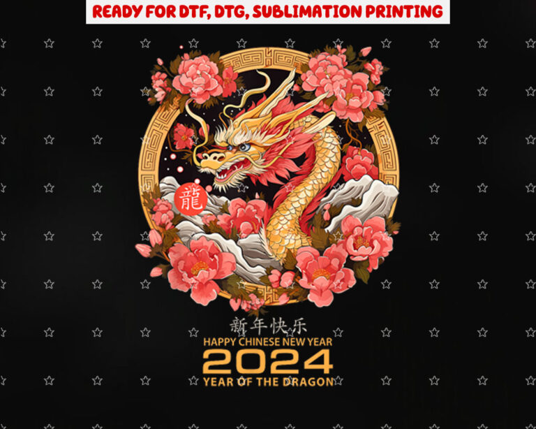 Chinese Lunar New Year 2024 Year of the Dragon Zodiac Sign Shirt PNG, DTF, DTG, Sublimation Design
