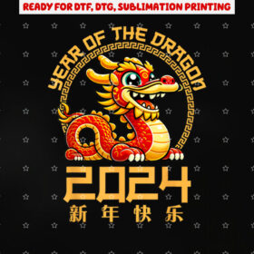 Chinese New Year 2024 Clothing Kids Year of the Dragon 2024 Shirt PNG, DTF, DTG, Sublimation Design