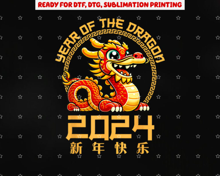 Chinese New Year 2024 Clothing Kids Year of the Dragon 2024 Shirt PNG, DTF, DTG, Sublimation Design