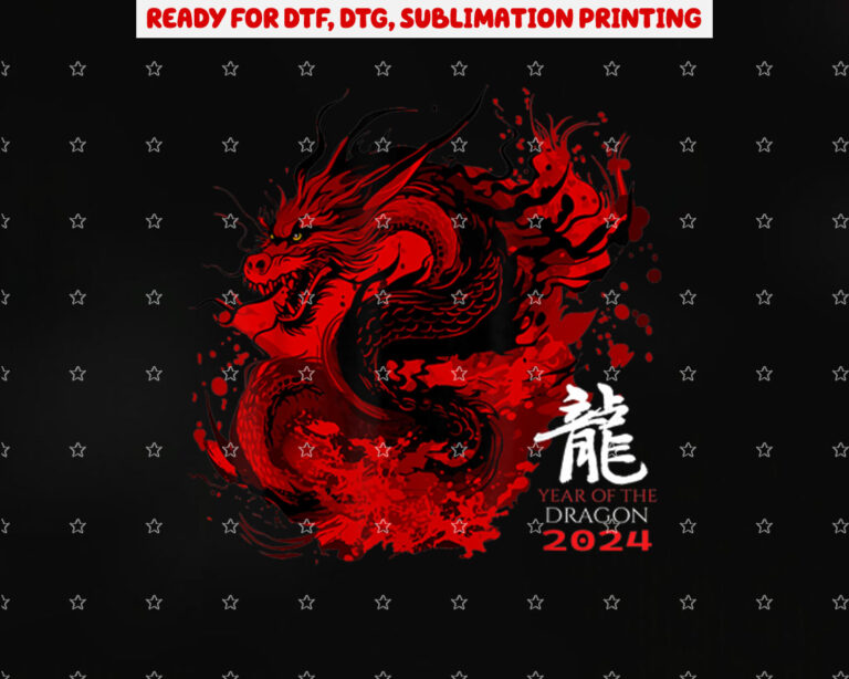 Chinese New Year 2024 Year of the Dragon Shirt PNG, DTF, DTG, Sublimation Design