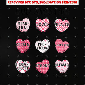 Christian Valentine God Says Bible Verses Hearts for Women Shirt PNG, DTF, DTG, Sublimation Design