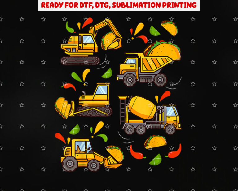 Cinco De Mayo Boys Kids Toddler Construction Truck Tacos Shirt PNG, DTF, DTG, Sublimation Design