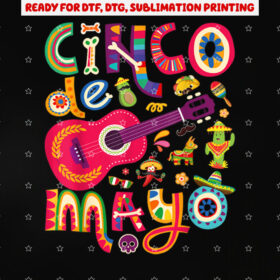 Cinco De Mayo Tee Mexican Taco Guitar Fiesta Cinco De Mayo Shirt PNG, DTF, DTG, Sublimation Design