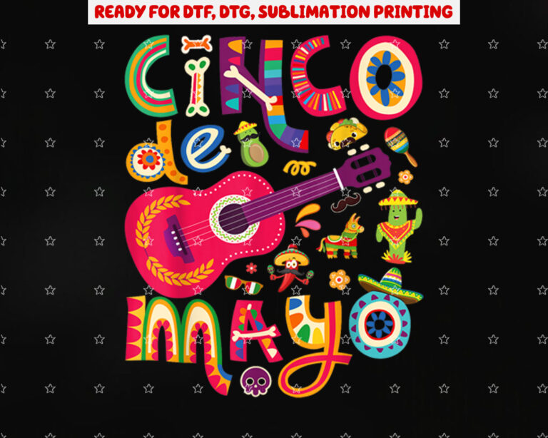Cinco De Mayo Tee Mexican Taco Guitar Fiesta Cinco De Mayo Shirt PNG, DTF, DTG, Sublimation Design