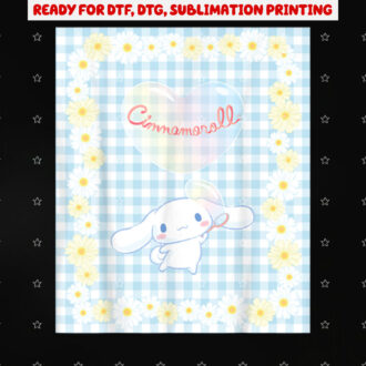 Cinnamoroll Bubble Blue Ginham Daisy Shirt PNG, DTF, DTG, Sublimation Design