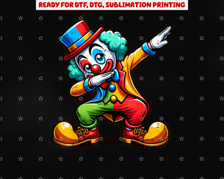 Clown Dabbing Funny Dancing Dab Boys Girls Kids Shirt PNG, DTF, DTG, Sublimation Design