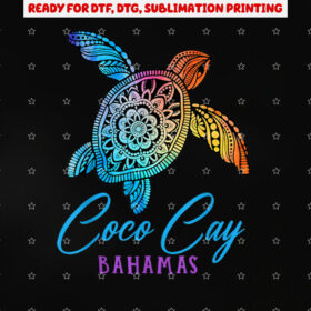 Coco Cay Bahamas Coco Cay Tribal Tie Dye Sea Turtle Shirt PNG, DTF, DTG, Sublimation Design