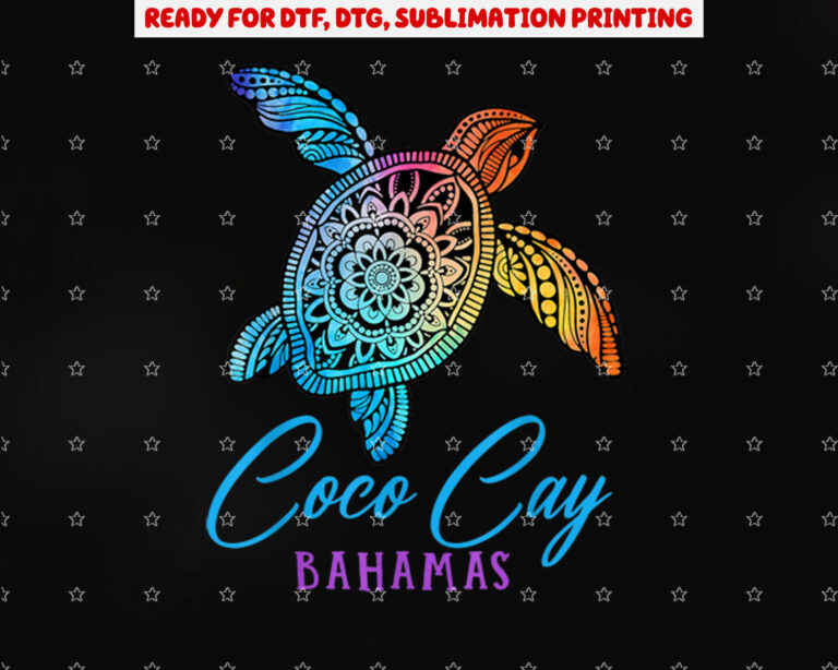 Coco Cay Bahamas Coco Cay Tribal Tie Dye Sea Turtle Shirt PNG, DTF, DTG, Sublimation Design