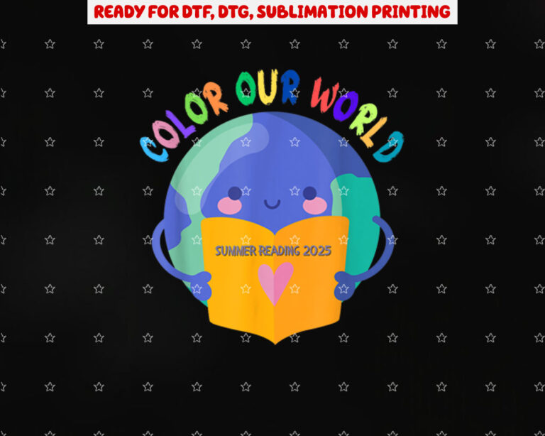 Color Our World Summer 2025 Summer Reading Cute World Shirt PNG, DTF, DTG, Sublimation Design
