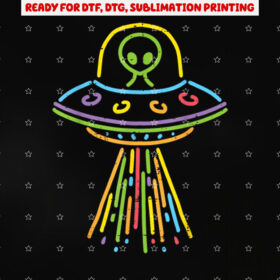 Colorful Alien Ufo Lines Cute Toddler Girls Boys Kids Women Shirt PNG, DTF, DTG, Sublimation Design
