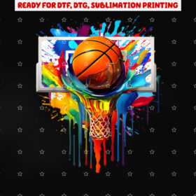 Colorful Basketball Tie Dye Color Splash Hoop Net Slam Dunk Shirt PNG, DTF, DTG, Sublimation Design