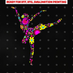 Colorful Flower Ballerina Girl Gift Tee for Ballet Shirt PNG, DTF, DTG, Sublimation Design