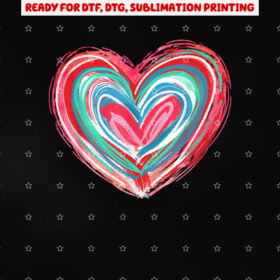 Colorful Heart Valentines Day for Women Teen Girls Kids Shirt PNG, DTF, DTG, Sublimation Design