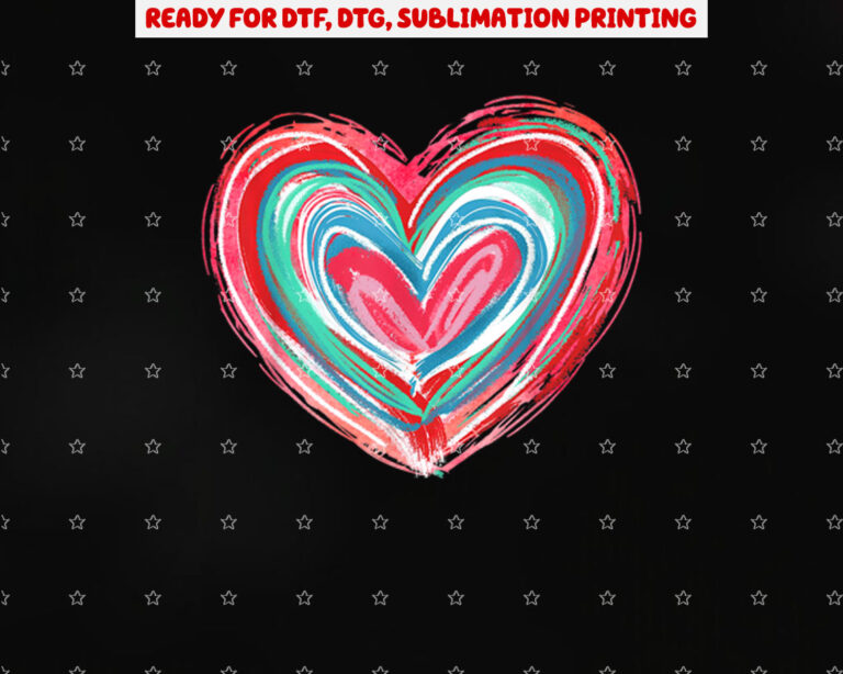 Colorful Heart Valentines Day for Women Teen Girls Kids Shirt PNG, DTF, DTG, Sublimation Design