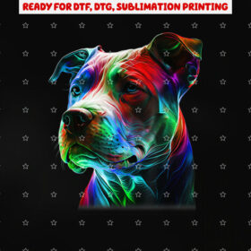 Colorful Pitbull Beauty Graphic Art Pitbull Dog Lover Shirt PNG, DTF, DTG, Sublimation Design