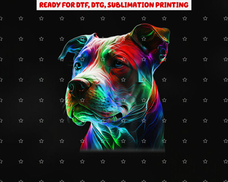 Colorful Pitbull Beauty Graphic Art Pitbull Dog Lover Shirt PNG, DTF, DTG, Sublimation Design