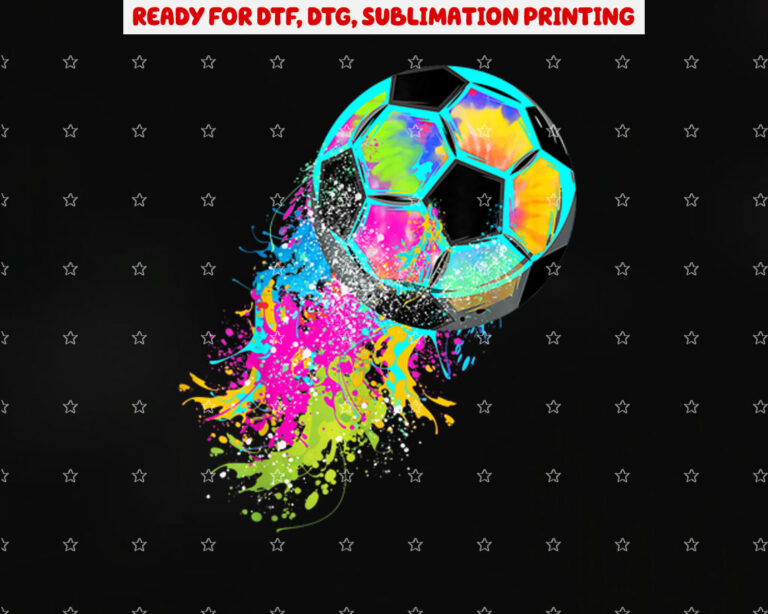 Colorful Tie Dye Soccer Ball Shirt PNG, DTF, DTG, Sublimation Design
