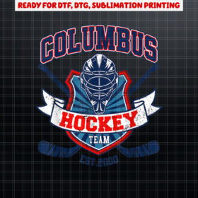 Columbus Blue Retro Jackets Hockey Vintage Ice Hockey Player Shirt PNG, DTF, DTG, Sublimation Design